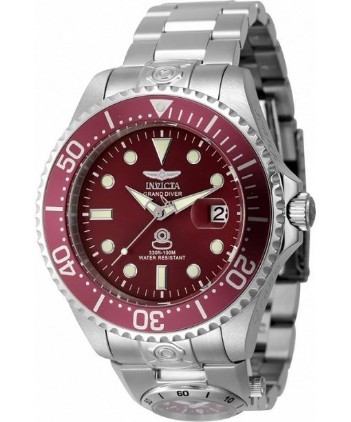 Montre pour homme Invicta Pro Diver Dual Time en acier inoxydable avec cadran rouge automatique 45814 100M