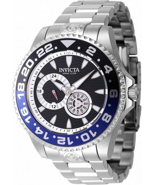 Montre pour homme Invicta Pro Diver en acier inoxydable, lunette noire et bleue avec cadran noir, automatique 47300 300M