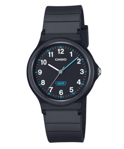 Montre analogique Casio Pop pour femme avec bracelet en résine biosourcée noire et cadran noir à quartz LQ-24B-1B