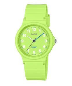 Montre analogique Casio Pop pour femme avec bracelet en résine biosourcée vert citron et cadran vert citron à quartz LQ-24B-3B