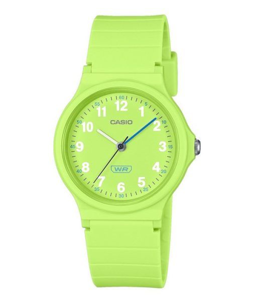 Montre analogique Casio Pop pour femme avec bracelet en résine biosourcée vert citron et cadran vert citron à quartz LQ-24B-3B