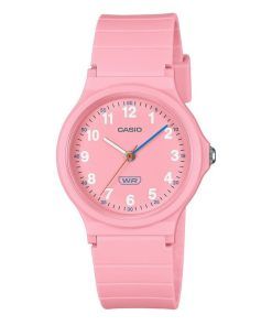 Montre analogique Casio Pop pour femme avec bracelet en résine biosourcée rose et cadran rose à quartz LQ-24B-4B