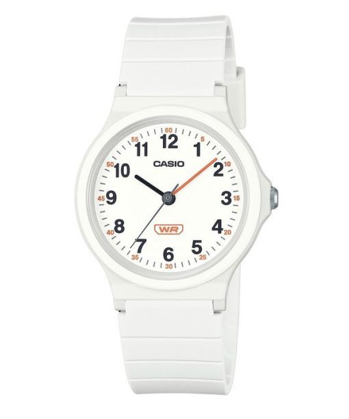 Montre analogique Casio Pop pour femme avec bracelet en résine biosourcée et cadran blanc à quartz LQ-24B-7B