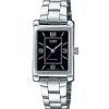 Montre analogique Casio Standard en acier inoxydable avec cadran noir et quartz LTP-1234DD-1A pour femme