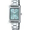 Montre analogique Casio Standard en acier inoxydable avec cadran bleu aqua et quartz LTP-1234DD-2A pour femme