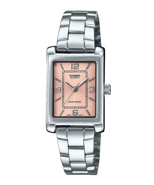 Montre analogique Casio Standard en acier inoxydable avec cadran rose et quartz LTP-1234DD-4A pour femme