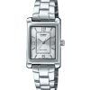 Montre analogique Casio Standard en acier inoxydable avec cadran argenté et quartz LTP-1234DD-7A pour femme