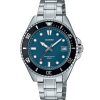 Montre analogique à quartz Casio Standard en acier inoxydable avec cadran bleu MDV-10D-2A1V pour homme