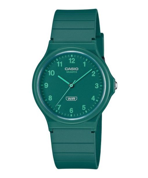 Montre unisexe Casio POP analogique à quartz avec bracelet en résine biosourcée et cadran vert MQ-24B-3B