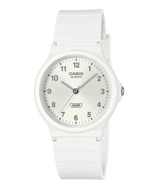 Montre unisexe Casio POP analogique à quartz avec bracelet en résine biosourcée et cadran argenté MQ-24B-7B