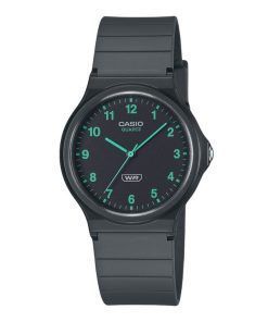 Montre unisexe Casio POP analogique à quartz avec bracelet en résine biosourcée et cadran noir MQ-24B-8B