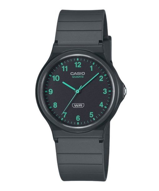 Montre unisexe Casio POP analogique à quartz avec bracelet en résine biosourcée et cadran noir MQ-24B-8B