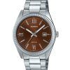 Montre analogique Casio Standard pour homme en acier inoxydable plaqué ionique avec cadran marron et quartz MTP-1302DD-5AV