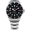 Montre pour homme Ratio FreeDiver GMT Series en acier inoxydable saphir avec cadran noir automatique RTF051 200M