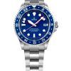 Montre pour homme Ratio FreeDiver GMT Series en acier inoxydable saphir avec cadran bleu automatique RTF053 200M