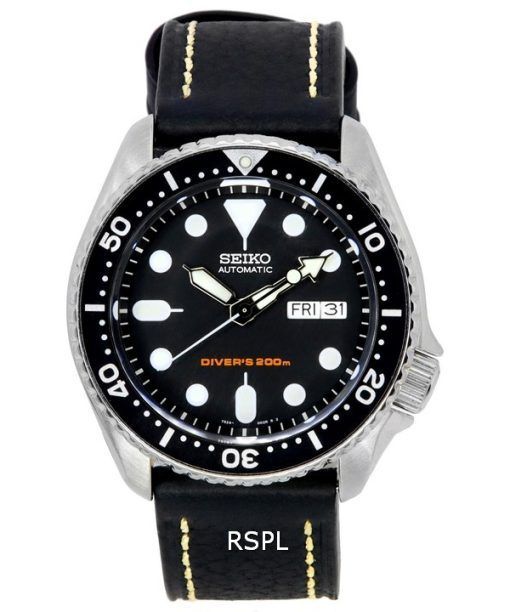 Montre cuir noir SKX007K1-LS2 200M masculin de plongée Seiko automatique