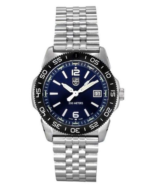 Montre pour homme Luminox Pacific Diver Ripple en acier inoxydable avec cadran bleu et quartz XS.3123M.SET 200M avec bracelet su