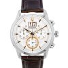 Montre chronographe Bulova Sutton Big Date pour homme avec bracelet en cuir marron et cadran argenté 96B309