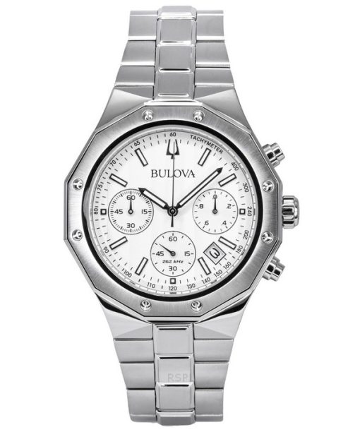 Montre chronographe Bulova Classic Precisionist en acier inoxydable avec cadran argenté et quartz 96B408 100M pour homme