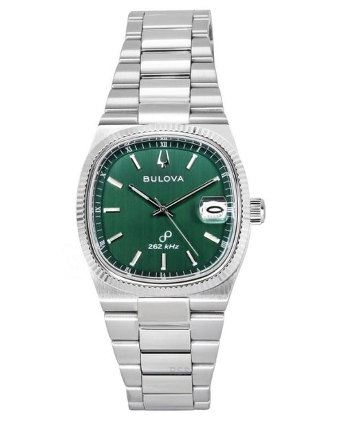 Montre Bulova Classic Super Seville 262 kHz Precisionist en acier inoxydable avec cadran vert à quartz 96B439 pour homme