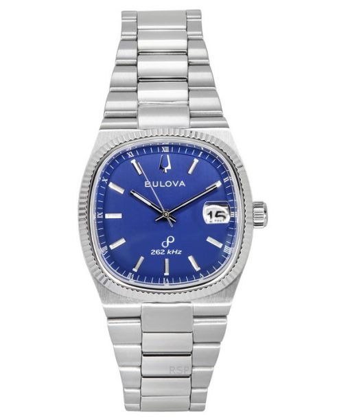 Montre Bulova Classic Super Seville 262 kHz Precisionist en acier inoxydable avec cadran bleu et quartz 96B440 pour homme