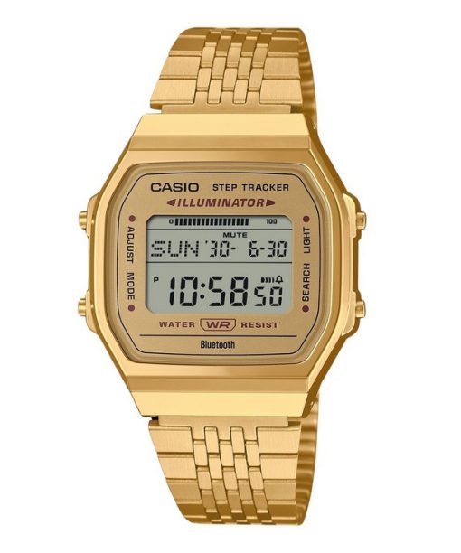 Montre unisexe Casio Vintage Digital Smartphone Link en acier inoxydable doré à quartz ABL-100WEG-9A