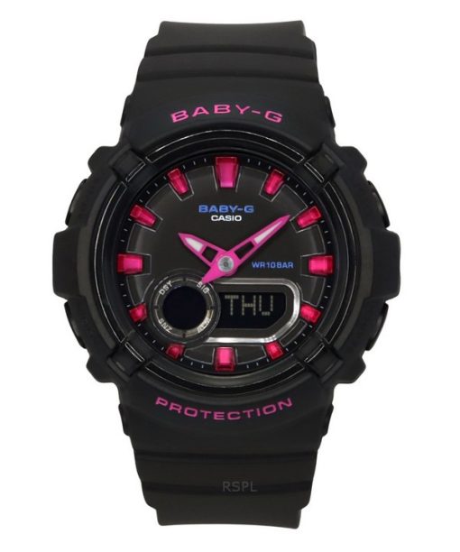 Montre analogique numérique Casio Baby-G pour femme avec bracelet en résine et cadran noir à quartz BGA-280DN-1A 100 m