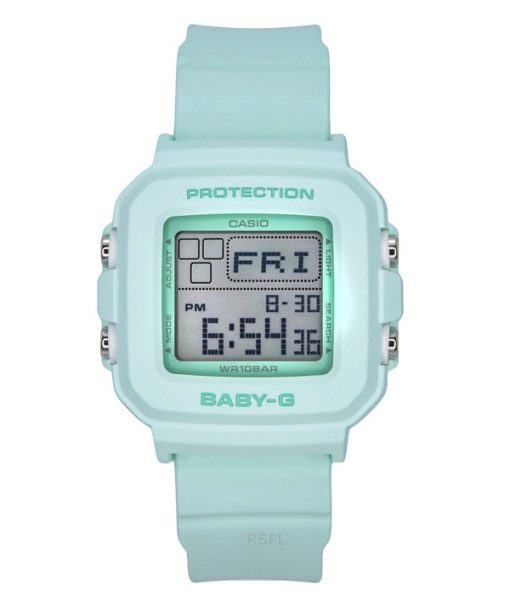 Montre numérique Casio Baby-G pour femme avec bracelet en résine et cadran vert menthe BGD-10-3 100 m