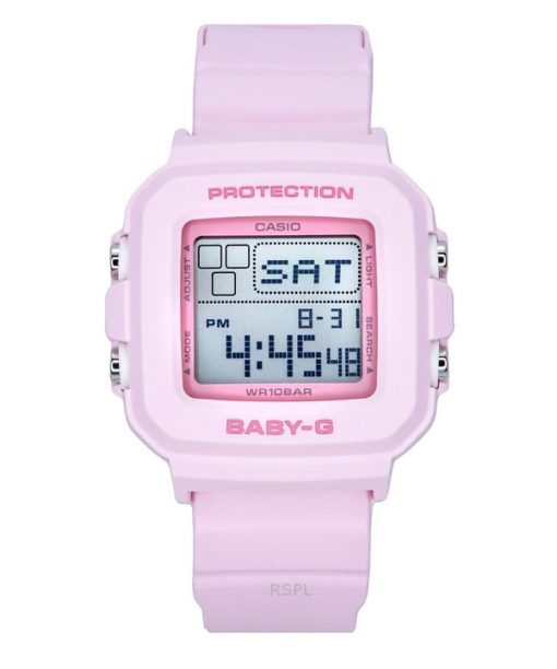 Montre numérique Casio Baby-G pour femme avec bracelet en résine et cadran rose à quartz BGD-10-4 100 M