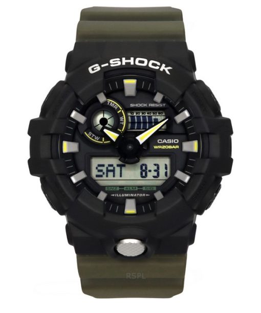 Montre analogique numérique Casio G-Shock à quartz avec bracelet en résine et cadran noir GA-710TU-1A3 200M pour homme