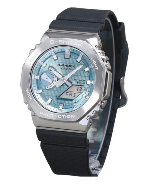 Montre Casio G-Shock G-Steel pour homme avec bracelet en cuir et cadran bleu glacier Tough Solar GBM-2100A-1A2 200 m