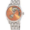 Montre Hamilton Jazzmaster en acier inoxydable avec cadran ouvert en forme de cœur et abricot pour femme H32215100