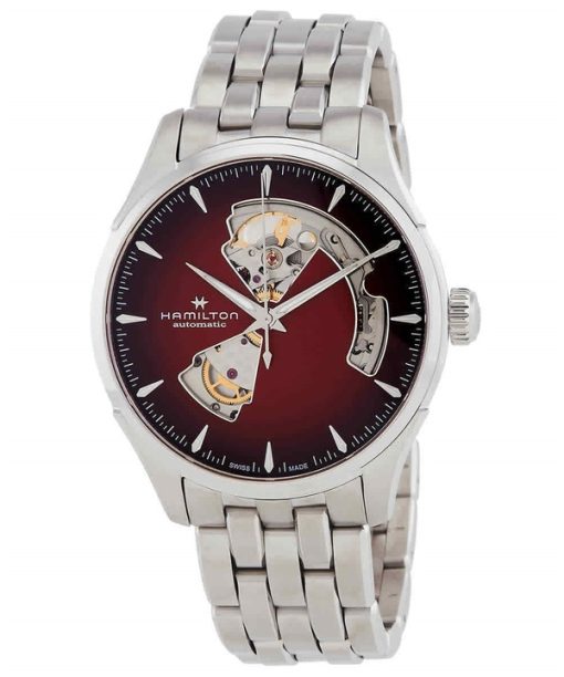 Montre Homme Hamilton Jazzmaster Acier Inoxydable Bordeaux Cadran Ouvert Automatique H32675170