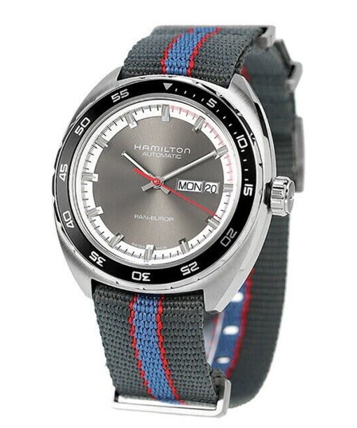 Montre Homme Hamilton American Classic Pan Europ Bracelet Tissu Cadran Gris Automatique H35415982