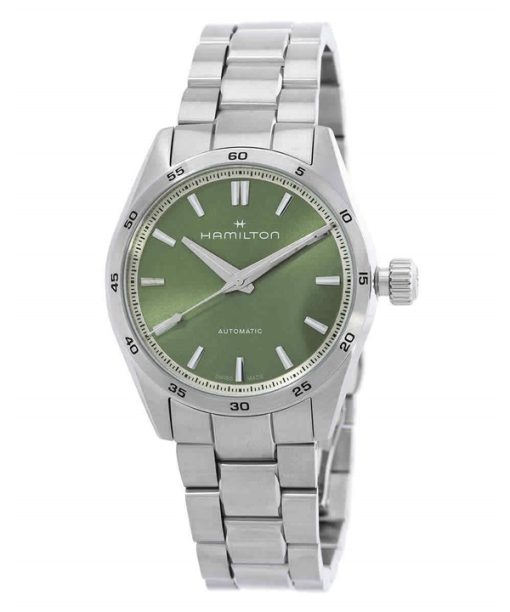 Montre Hamilton Jazzmaster Performer en acier inoxydable avec cadran vert automatique H36105160 100M pour femme