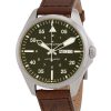 Montre Hamilton Khaki Aviation Pilot bracelet en cuir cadran vert automatique H64635560 100M pour homme