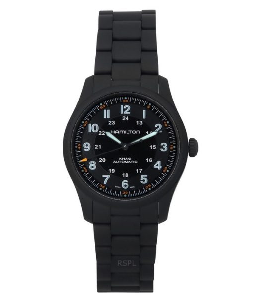 Montre Homme Hamilton Khaki Field PVD Revêtement Titane Cadran Noir Automatique H70215130 100M