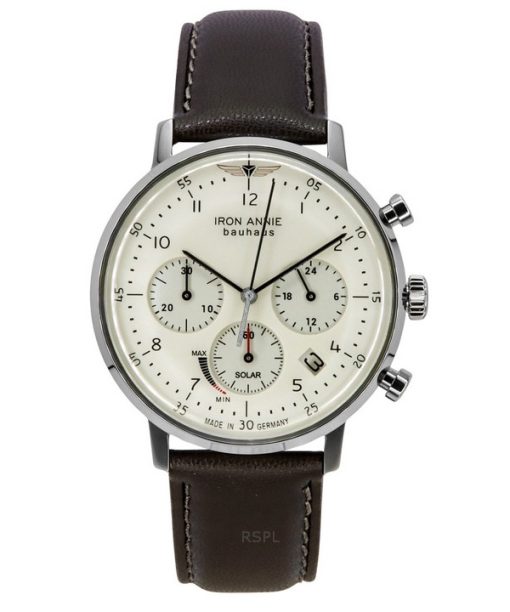 Montre homme Iron Annie Bauhaus Chronograph Bracelet en cuir vegan Cadran crème Solar 50865n