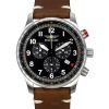 Montre chronographe Iron Annie F13 Tempelhof pour homme avec bracelet en cuir marron et cadran noir à quartz 56882