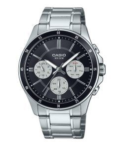 Montre analogique Casio Standard en acier inoxydable plaqué ionique avec cadran noir et quartz MTP-1374D-1A3V pour homme