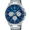 Montre analogique Casio Standard en acier inoxydable plaqué ionique avec cadran bleu et quartz MTP-1374D-2A3V pour homme