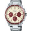 Montre analogique Casio Standard pour homme en acier inoxydable plaqué ionique avec cadran crème à quartz MTP-1374D-5A2V