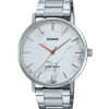 Montre analogique Casio Standard en acier inoxydable avec cadran blanc inspiré du marbre pour homme MTP-VT01DM-7A