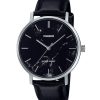 Montre analogique Casio Standard pour homme avec bracelet en cuir noir et cadran noir inspiré du marbre MTP-VT01LM-1A