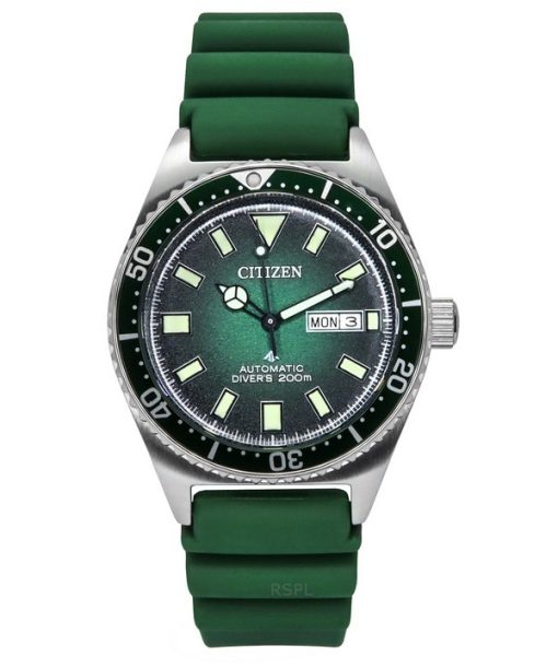 Montre de plongée automatique Citizen Promaster avec bracelet en polyuréthane et cadran vert NY0121-09X 200 m pour homme