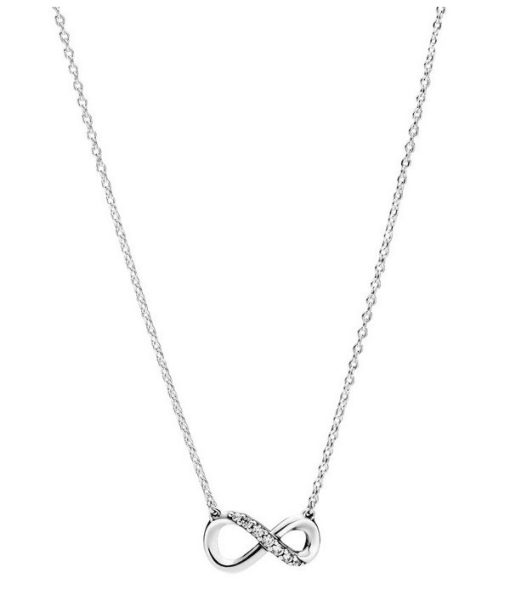 Collier Pandora Moments Infinity en argent sterling avec zircone cubique transparente 398821C01-50 pour femme