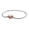 Bracelet à chaîne serpent avec fermoir en cœur Pandora Moments 580719-17 pour femme