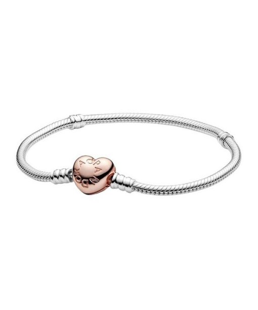 Bracelet à chaîne serpent avec fermoir en cœur Pandora Moments 580719-17 pour femme