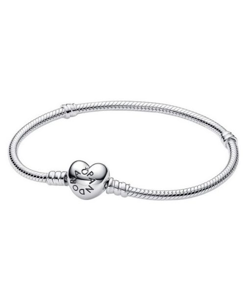 Bracelet Pandora Moments en argent avec fermoir en forme de cœur 590719-17 pour femme