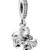 Charm pendentif Pandora Couple marié en argent sterling avec zircone cubique transparente 798896C01 pour femme